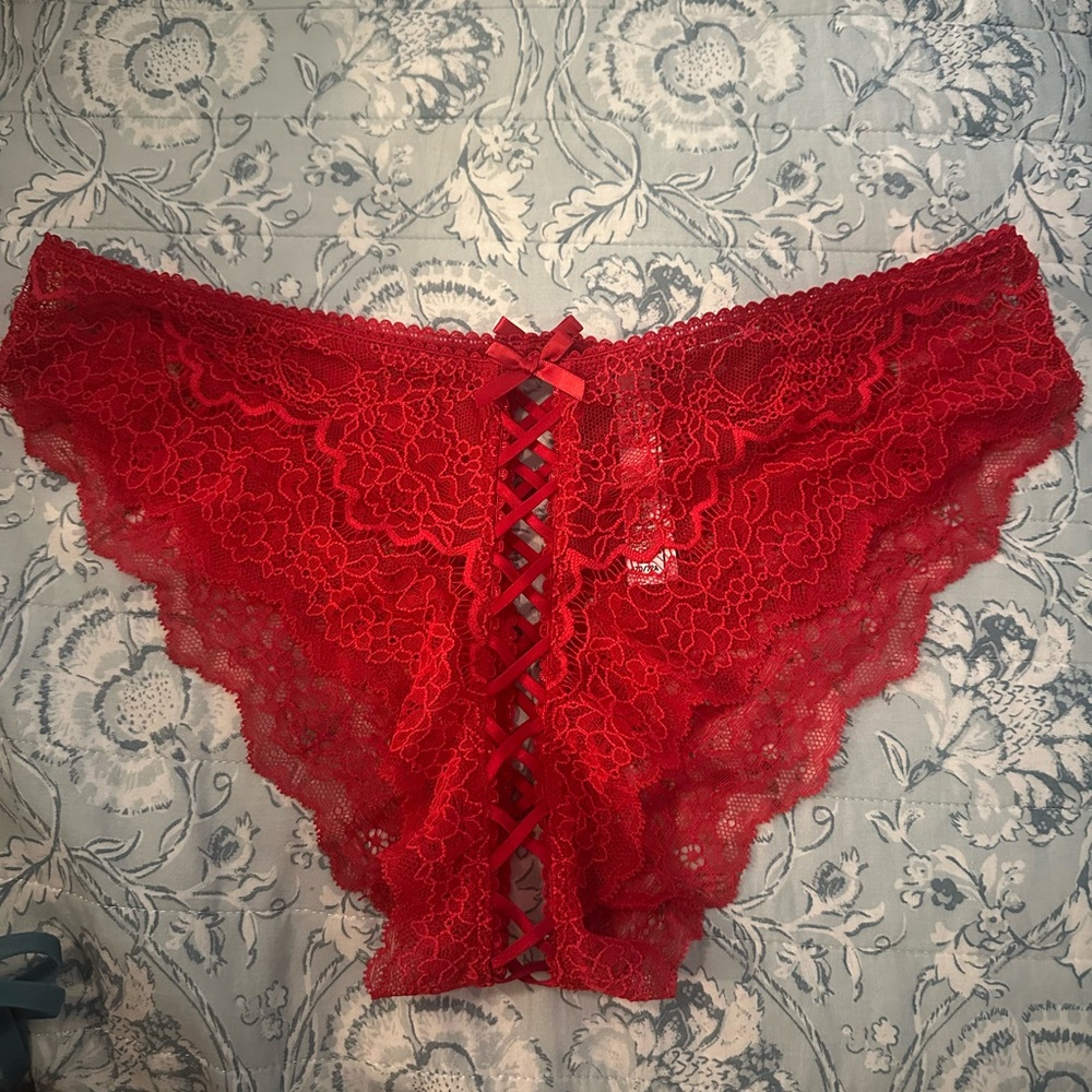 Red lace panties